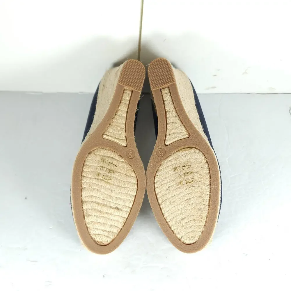 J. Crew Women's US 9 Canvas Navy Blue Wedge Pumps Espadrille Shoes New